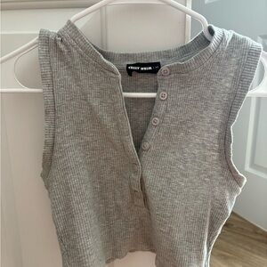 Gray Ribbed Sleeveless Top